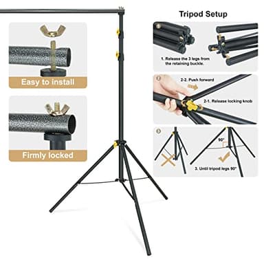 LINCO Lincostore Backdrop Support Stand Kit 10x6.5ft Adjustable Photography Studio Photo Background Support System with Carrying Bag for Green Screen Muslin, 4171 - Image 9