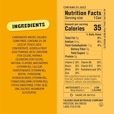 Popwell Tropical Mango Better-For-You Prebiotic Soda, with 6g Fiber, 1g Sugar, Vitamins and Immunity Support, 12 fl oz Cans (pack of 12) - Image 5