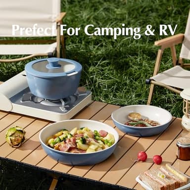 Redchef Ceramic Cookware Set, Removable Handle Pots and Pans Non-Stick, Rv Cookware Set, Non-Toxic Pots and Pans Set No PFAS, PTFE, PFOA, Detachable Pots and Pans, Dishwasher & Oven Safe(Blue) - Image 4