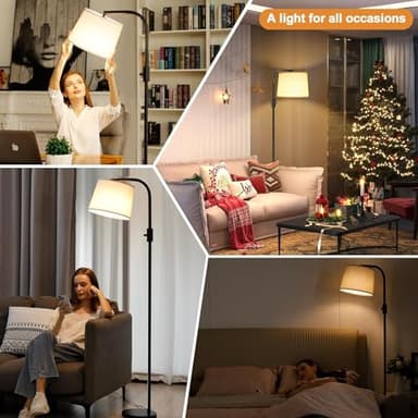 Ambimall 𝐅𝐮𝐥𝐥𝐲 𝐃𝐢𝐦𝐦𝐚𝐛𝐥𝐞 Floor Lamp - Floor Lamps 9W 𝐋𝐄𝐃 Light Bulb Included, Standing Lamps for Living Room with Adjust Head, Modern Standing Tall Light Rotary Switch for Office - Image 8
