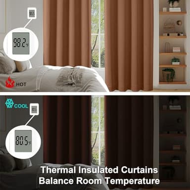 Simplebrand Ava Sun Baked Blackout Curtains for Bedroom 63 Inch Length 2 Panels, Solid Thermal Insulated Energy Saving Rod Pocket Window Treatment Curtains Blackout Drapes, W40 x L63 Inch, Sun Baked - Image 6