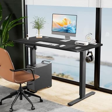 SMUG Standing Desk, Adjustable Height Electric Sit Stand Up Down Computer Table, 63x24 Inch Ergonomic Rising Modern Lift Motorized Gaming Desktop Workstation for Work Home Office, Black - Image 2