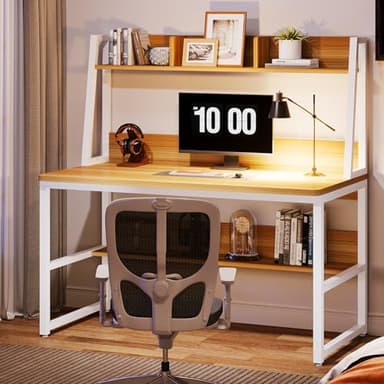 Tribesigns Computer Desk with Hutch, 47 inches Home Office Desk with Space Saving Design with Bookshelf for Small Spaces - Image 5
