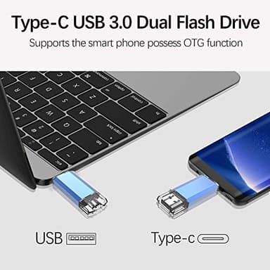 KOOTION USB C Flash Drive 128GB 2 in 1 OTG USB 3.0/Type C Thumb Drive Dual Drive USB C Memory Stick for Smartphone/Laptop/Tablet/PC - 128G, Blue - Image 5