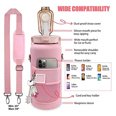Chokoter Half Gallon Water Bottle with Sleeve, 64OZ Motivational Water Bottle with Straw & Time Marker, BPA Free Leakproof Gym for Sport Workout - Image 6