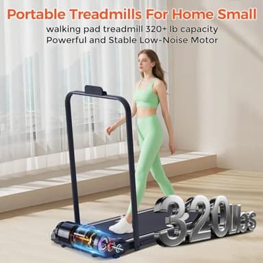 Walking Pad with Handle Bar, 3.0HP Foldable Folding Treadmills for Home Small, 3 in 1 Portable Treadmill with Handles, Small Walking Pad Treadmill Home with Remote Control, 320LB Capacity - Image 3