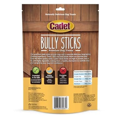 Cadet Bully Sticks for Small Dogs – All-Natural Beef Pizzle, High Protein, Low Fat, Long-Lasting, Grain & Rawhide-Free Dog Chews for Aggressive Chewers, Small (12 Ounce) - Image 11