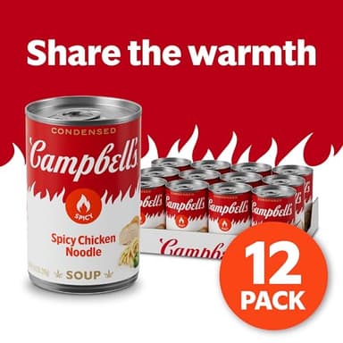 Campbell’s Condensed Spicy Chicken Noodle Soup, 10.5 oz Can (Pack of 12) - Image 3