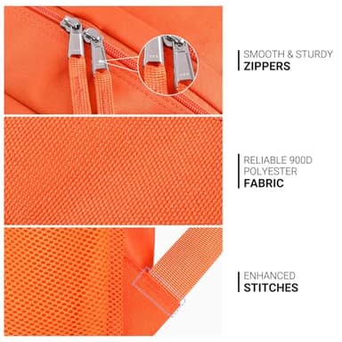 ZORFIN 26L Backpack for School, College, and Travel: Water Resistant Bookbag with 8 Compartments - Tangerine - Image 7