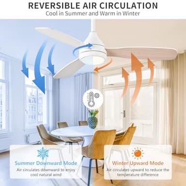 SAMPHON Ceiling Fans with Light and Remote Control, 42'' White Modern Ceiling Fan with Light, Dual-Sided Blades Ceiling Fan with Reversible Motor, 6 Speed for Living Room, Bedroom, Kitchen - Image 5