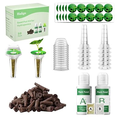 128 pcs Seed Pod Kit for Aerogarden, Grow Anything Kit for Indoor Hydroponics Growing System, Hydroponics Supplies with 50 Grow Sponges, a&b Nutrient Plant Food, 50 Pod Labels, 12 Plant Baskets Domes - Image 1