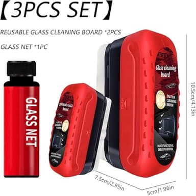 3PCS Automotive Oil Film Cleaning Brush for Car Windows, 9.52 oz Reusable Anti Fog for Car Windshield Cleaner Tool, All-in-One Glass Cleaning Board Set - Image 6