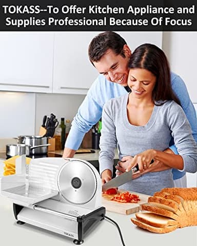 Meat Slicer, 200W Electric Deli Food Slicer with 2 Removable 7.5'' Stainless Steel Blades and Tray, Adjustable Thickness for home use,Child Lock Protection,Easy to Clean,Cuts Meat, Bread and Cheese - Image 7