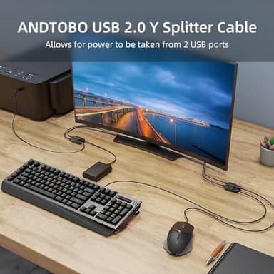 【2025 Upgraded】 USB 2.0 A Male to 2 Dual USB Female Jack Y Splitter Hub Power Cord Extension Adapter Cable(Not Supporting CarPlay and Android Auto) - Image 6