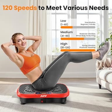 AXV Vibration Plate Fitness Platform Exercise Machine Vibrating Shaking Full Body Shaker Workout Vibrate Stand Shake Board Sport Gym for Weight Loss Fat Burner for Women Men - Image 5
