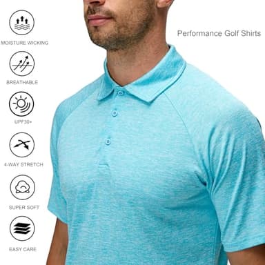 Alex Vando Mens Golf Shirt Moisture Wicking Quick-Dry Short Sleeve Casual Polo Shirts for Men,02A Blue,M - Image 4