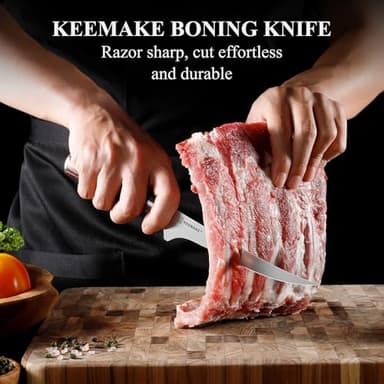 KEEMAKE Boning Knife 6 Inch, Super Sharp Fish Fillet Knife, High Carbon Stainless Steel Deboning Knives, Professional Boning Knives for Meat Cutting Poultry, Pakkawood Handle with Gift Box - Image 2