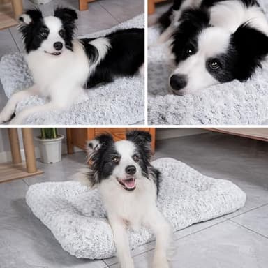 Dog Beds Crate Pad for Medium, Large Dogs, Deluxe Rose Plush Cat Sleeping Mats, Fits Crate Kennel Cage, Anti-Slip Pets Pillow, Washable Ultra Soft Fluffy Dog Bed (A-Grey, 35" L x 23" W x 3.5" Th) - Image 5