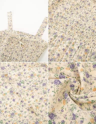 GRACE KARIN Women's 2025 Summer Floral Boho Dress Square Neck Strapped Swing A Line Sundress Beach Long Maxi OutfitsLight Yellow M - Image 6