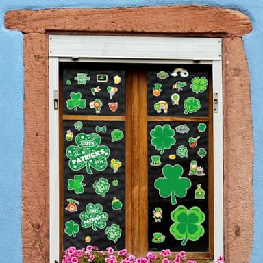 MDDRUIQI St Patricks Day Decorations - 105 PCS St Patricks Day Window Clings - Shamrock Stickers for Glass Reusable Static Spring Shamrock Decorations | St Patricks Day Decor - Image 8