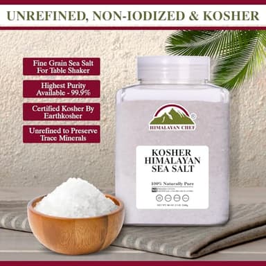 Himalayan Chef Kosher Sea Salt – Full Flavor, No Additives, unrefined and Less Sodium - Natural and Organic - 5 Pound Plastic Jar, Kosher & Non GMO Certified - Image 6