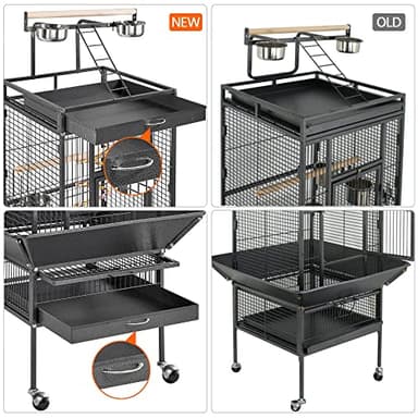 Yaheetech 61-inch Playtop Wrought Iron Large Parrot Bird Cages with Rolling Stand for Cockatiels Amazon Parrot Quaker Conure Parakeet Lovebird Finch Canary Small Medium Parrot Cage Birdcage, Black - Image 5
