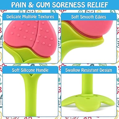 Teething Toys (5 Pack) - Tinabless Infant Teething Keys Set, BPA-Free, Natural Organic Freezer Safe for Infants and Toddlers, Silicone Baby Teethers - Image 3