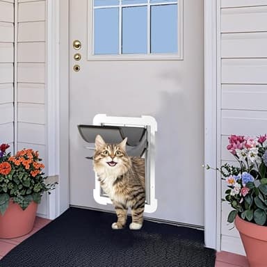 3-Flaps Steel Cat Door for Exterior Doors with Sliding Lock Panel, Extreme Weather Pet Door for Cats, Small Kitty Doggie Door, Insulated Dog Doors for Door, Telescoping Tunnel (Pets Up to 12 Lb) - Image 8