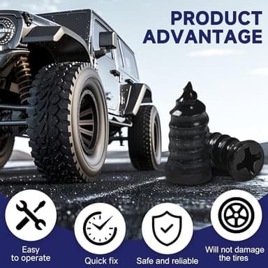60 Pcs Tire Repair Screws, Tire Repair Rubber Nail, Screw in Tire Plugs,Quick Tool Tire Plugs, Self-Service Tire Repair Rubber Nail Kit for Patching Punctures in Vacuum Tires of Cars, Motorcycles - Image 5