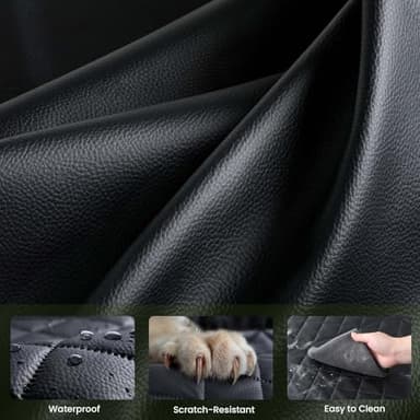 Dog Car Seat Cover for Back Seat, Waterproof Leather Fabric Back Seat Extender for dogs 52.4 * 24.4in, Foldable in The Car, Hard PVC Panels Bottom Support to 330 lbs, for Cars/Mid-Size SUV/Small Truck - Image 3