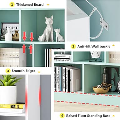 IOTXY Open Shelf Low Bookcase - Wooden 3-Tier Floor Standing Display Cabinet Organizer with Base, 10 Cubes Short Horizontal Bookshelf in Pear Yellow - Image 4