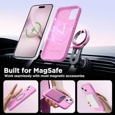 GolbinBox Magnetic for iPhone 15 Case, Compatible with MagSafe, [Soft Anti-Scratch Microfiber Lining], Slim Liquid Silicone Shockproof Protective Phone Case for iPhone 15 6.1 inch, Cherry Blossom - Image 3
