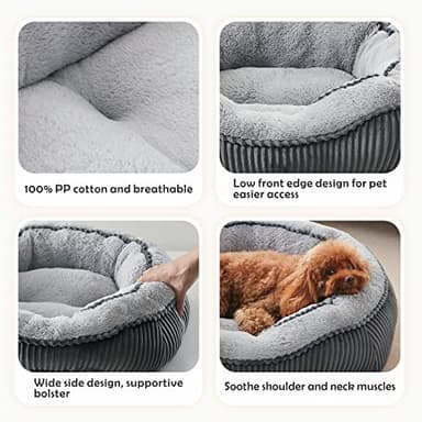 SIWA MARY Dog Beds for Small Medium Large Dogs & Cats. Washable Pet Bed, Orthopedic Dog Sofa Bed, Luxury Wide Side Fancy Design, Soft Calming Sleeping Warming Puppy Bed, Anti-Slip Bottom(25"x21"x8") - Image 5