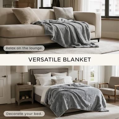 gogobunny Waterproof Blanket for Bed Couch Sofa, Liquid Pee and Fur Proof Pet Blanket for Dog Puppy Cat, Reversible Sherpa Fleece Throw Blanket Furniture Cover Protector (Grey, 50x60 inches) - Image 8