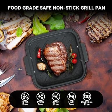 Astralship 2-in-1 Glass Air Fryer & Grill Combo, 4.2 QT + 1.3 QT Capacity, 7 Digital Presets, Small, Non-Toxic See-Through Glass Bowl, Low-Oil Healthy Cooking, Easy to Clean, Multi-Function Design - Image 4