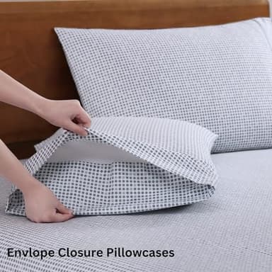 LANE LINEN Eco Friendly 100% Organic Cotton Queen Bed Sheets Set, Printed Modern Polka Dot Cotton Sheets, Soft & Comfy Low Pill Fade Resistance Fully Elasticized Queen Size Bed Set 15" deep Pockets - Image 5