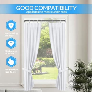 Shower Curtain Rod Black Tension Rod 45 to 77 Inch Spring Curtain Rod Shower rod Non Slip shower curtain rod 1pcs for Windows No Drilling Adjustable Tension Rods of Curtain Window Closet Kitchen - Image 3