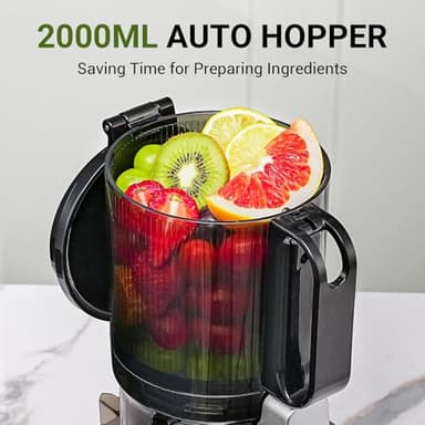AMZCHEF Juicer Machines, 5.8" Extra Self-Feeding Cold Press Juicer for Whole Vegetable & Fruit, Juice Extractor Machine with Large Auger & Triple Strainers, Easy to Clean, High Juice Yield, Green - Image 4