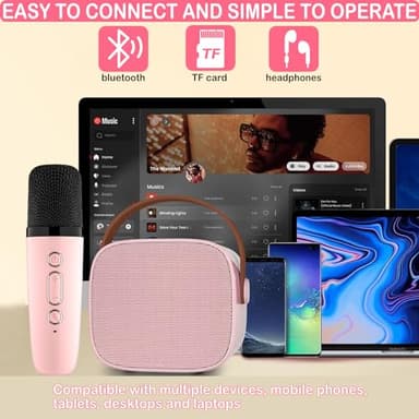 Mini Karaoke Machine for Kids & Adult, 4-12 Years Old Girls Christmas Birthday Gift for Boys, Karaoke Toys Gifts for Girls Ages 4, 5, 6, 7, 8, 9, 10, 12 +Year Old Birthday Party - Image 4