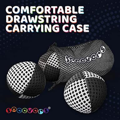 speevers Juggling Balls for Beginners and Professionals Set of 3, Juggling Bean Bags 14 Colors Available, 2 Layers of Net and Carry Case, Original Xballs Juggling Balls (Black - White, 4.2 oz) - Image 7