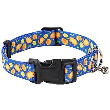 NISIYE Adjustable Dog Collar with Bell-Special Design Patterns, Ultra Comfy Soft Nylon Breathable Pet Collar for Small Medium Large Dogs - Image 1
