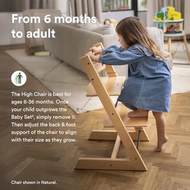 Stokke Tripp Trapp High Chair 2 (Warm Brown), Cushion 2 (Glacier Green) + Stokke Tray (White) - Includes Chair + Baby Set with Removable Harness for Children 6-36 Months - Image 8