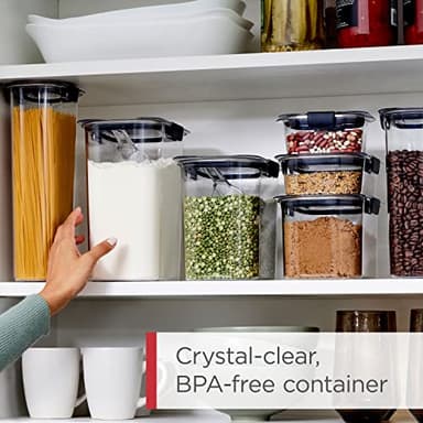 Rubbermaid Brilliance BPA-Free Food Storage Containers with Lids Airtight Kitchen and Pantry Organization Set Includes 3 Containers and Scoops Clear 16 cups - Image 3