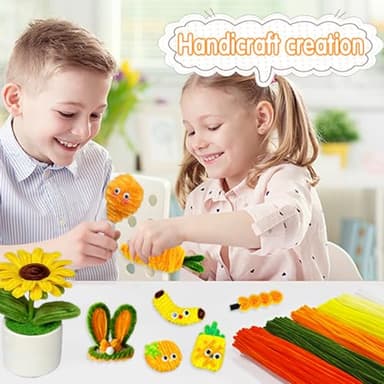 620 Pieces Pipe Cleaners Craft Set, 600 Pcs Chenille Stems with 20 Pcs Flower Stems, Craft Supplies Bulk for DIY Art and Craft Projects Creative Gift Wrapping Party Decorations(Golden Yellow Series) - Image 5
