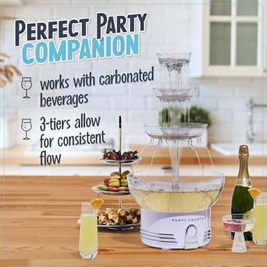 Nostalgia Countertop Retro Lighted Party Beverage Fountain – 1.5 Gallon Capacity, 3-Tiered Cascading Tower with LED Base - Perfect for Punch, Juice, Wine, Champagne & More - Image 4