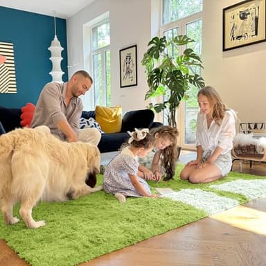 OLANLY 2x3 Machine Washable Small Bedside Rug, Soft Fluffy Shaggy Entryway Throw Rugs for Bedroom, Living Room, Indoor Floor Carpet for Kids Girl Boy, Nursery Rooms, Home Decor Aesthetic, Grass Green - Image 7