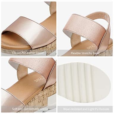 DREAM PAIRS Womens Open Toe Elastic Strap Casual Flatform Platform Sandals,Size 10,Champagne-2,Reed-2 - Image 3