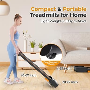 Walking Pad with Incline, Under Desk Treadmill for Home, 2.5 HP Portable Treadmills with Incline, Compact Treadmill Small Running Pad with LED Display, Remote Control - Image 9