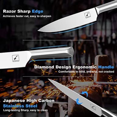 imarku Knife Set, 16 PCS High Carbon Japanese Stainless Steel Knife Sets for Kitchen with Block, Ultra Sharp Kitchen Knife Set with Sharpener Chef Knife Set, Dishwasher Safe, Best Gifts - Image 5