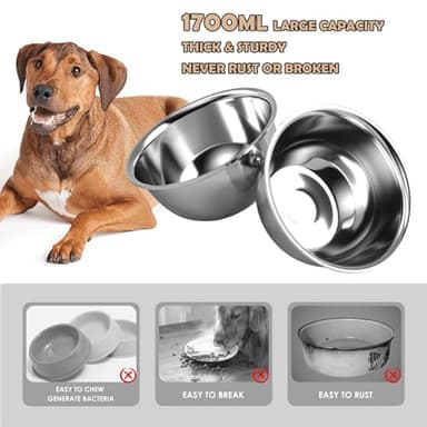 ADENGL Metal Raised Dog Bowl Stand for Large and Medium Dogs, Stronger Elevated Dog Bowls with Sprill Proof Mat, Pet Food & Water Bowls 10" Tall Dogs Feeder (58OZ-Stainless Steel Pet Bowl, Mat-16x24) - Image 5